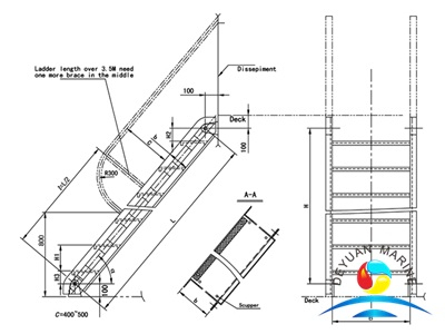 4667mm Model A&B Steel Inclined Ladder For Ship from China manufacturer ...