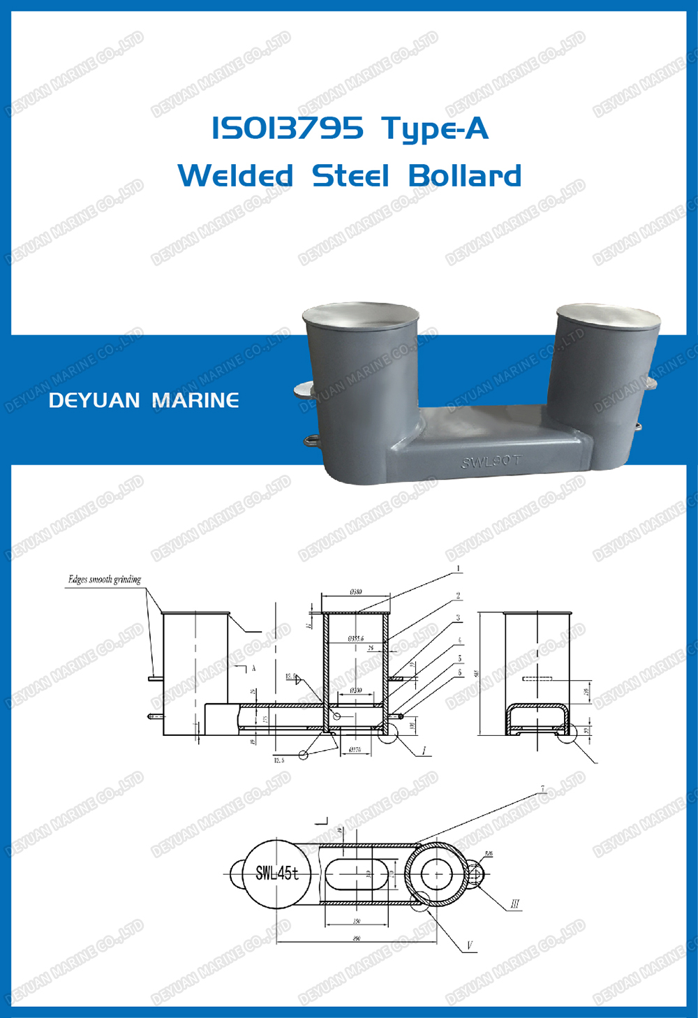 Type A ISO13795 Bollards With Compact Plate From China Manufacturer ...