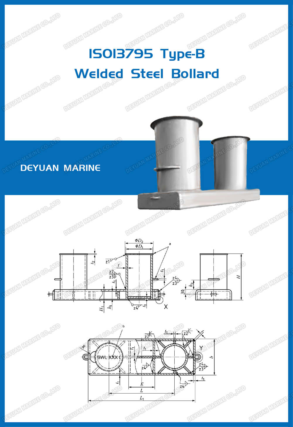 Type B ISO13795 Double Bitts For Sea-going Vessels From China ...