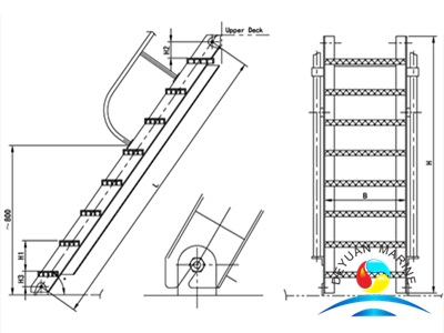 Marine Engine Room Inclined Ladder For Steel Vessels With CCS